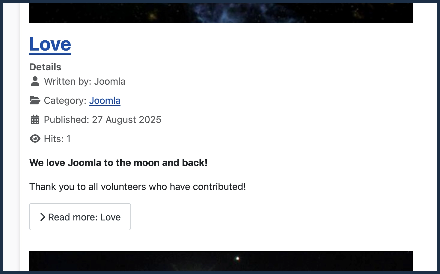 Screenshot showing the article with a read-more link