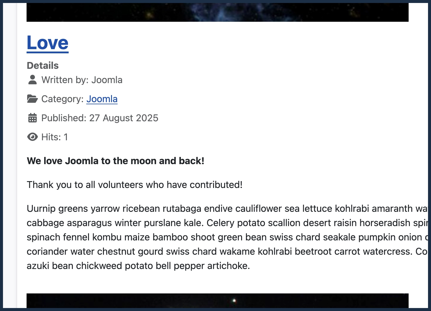 Screenshot of article in blog layout with no read-more button