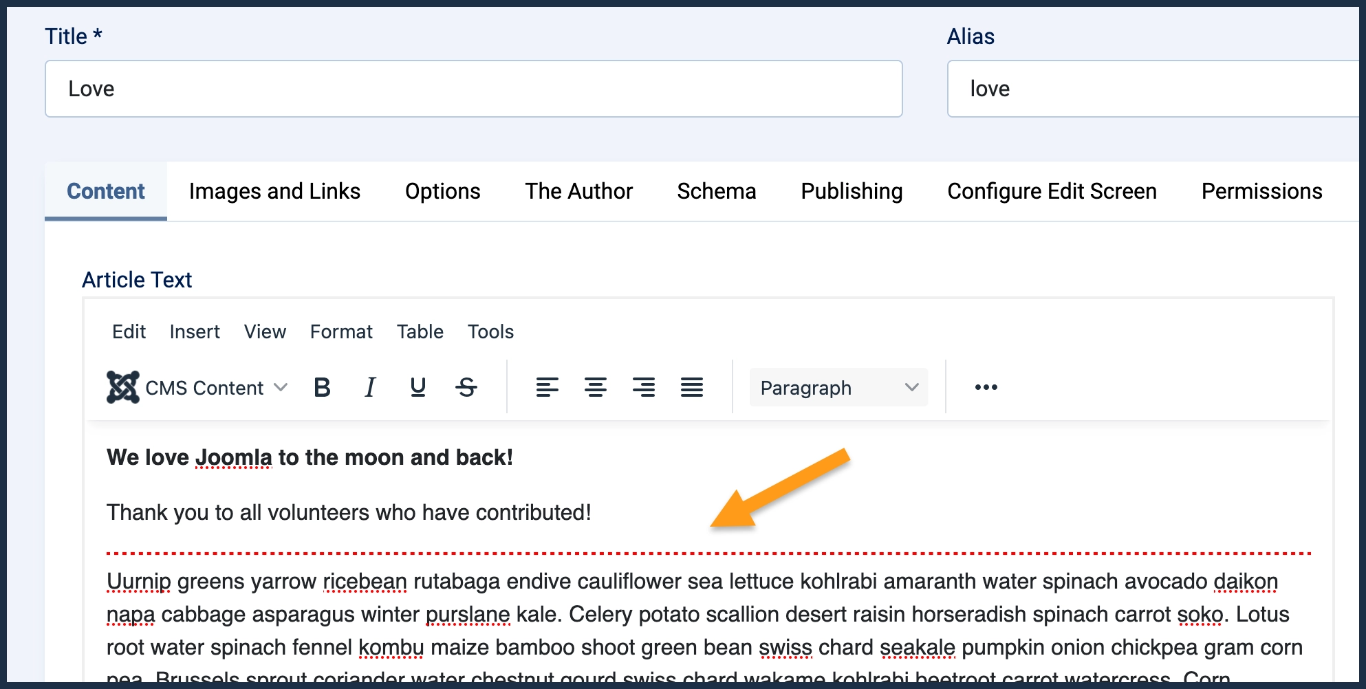 Screenshot showing the read-more link as a dotted red line in an article